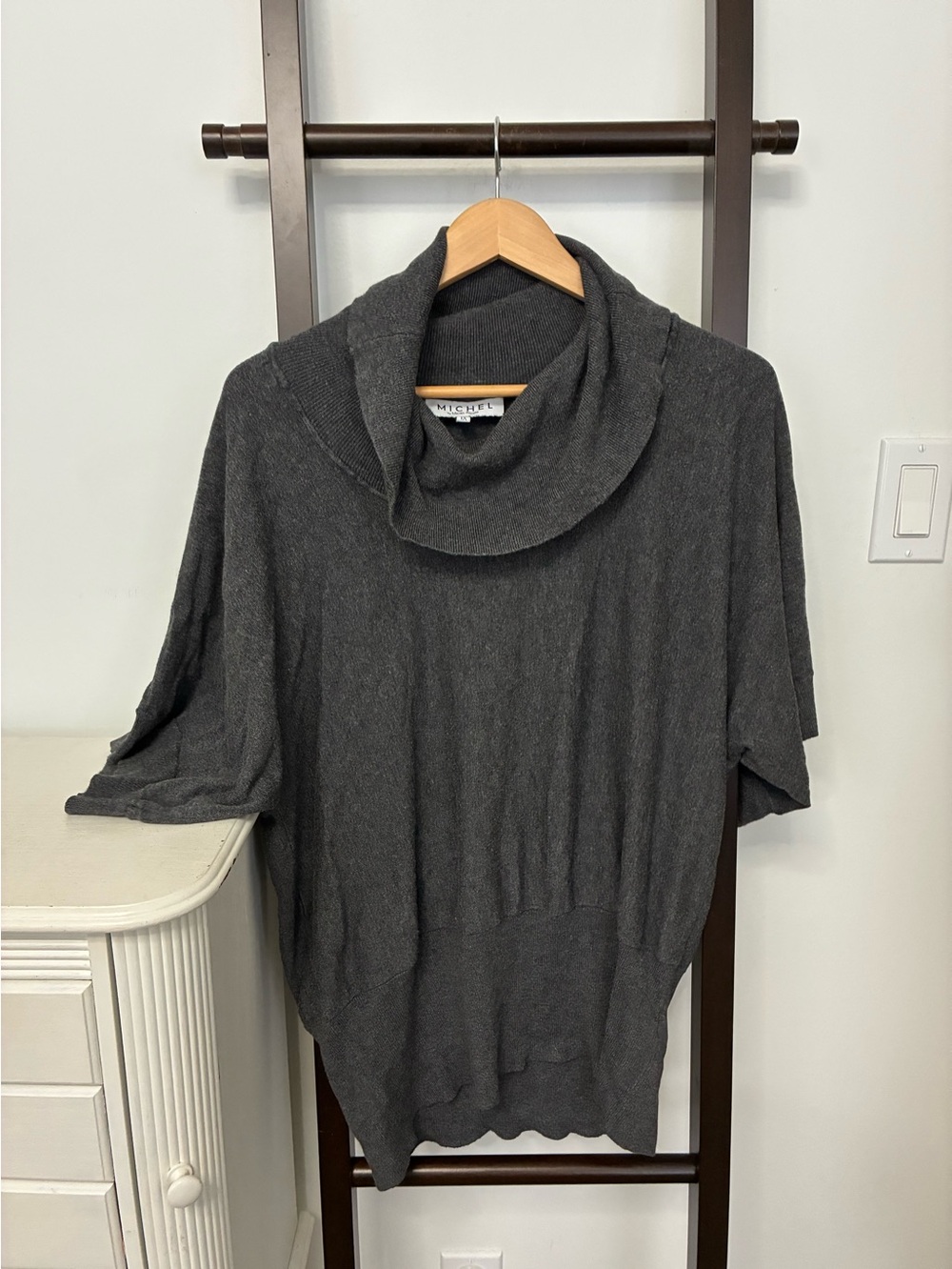 Michel plus size 1X Charcoal grey Short-Sleeve Cowl Neck Sweater comfortable
